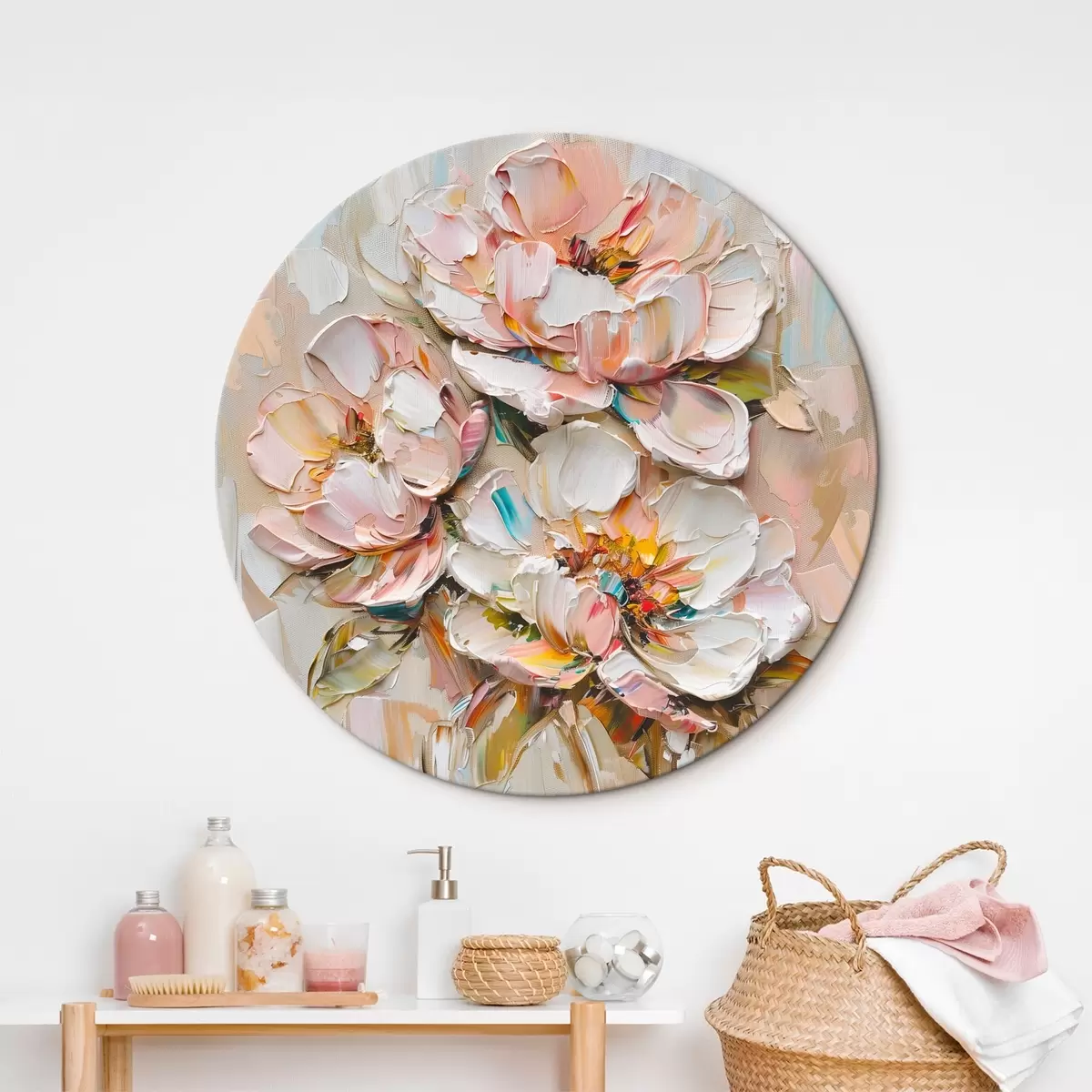 Ronde schilderijen Grote bloemen r45746