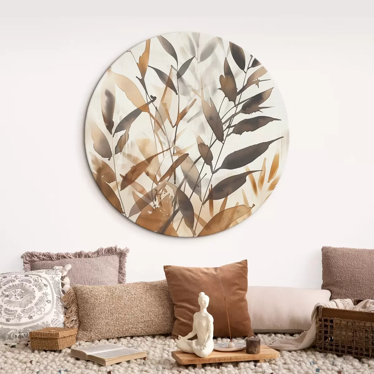 Ronde schilderijen Delicate takken met bladeren r45747
