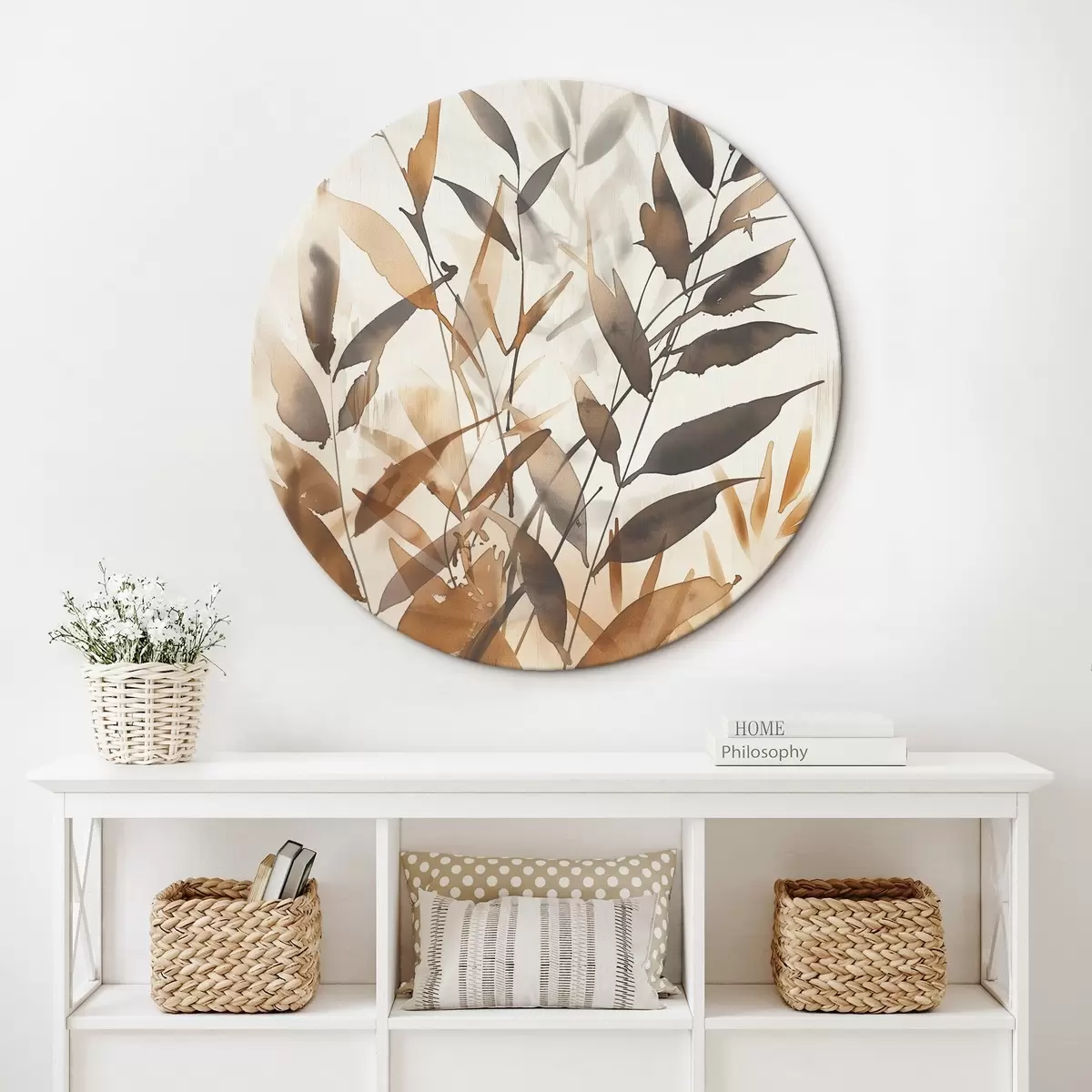 Ronde schilderijen Delicate takken met bladeren r45747