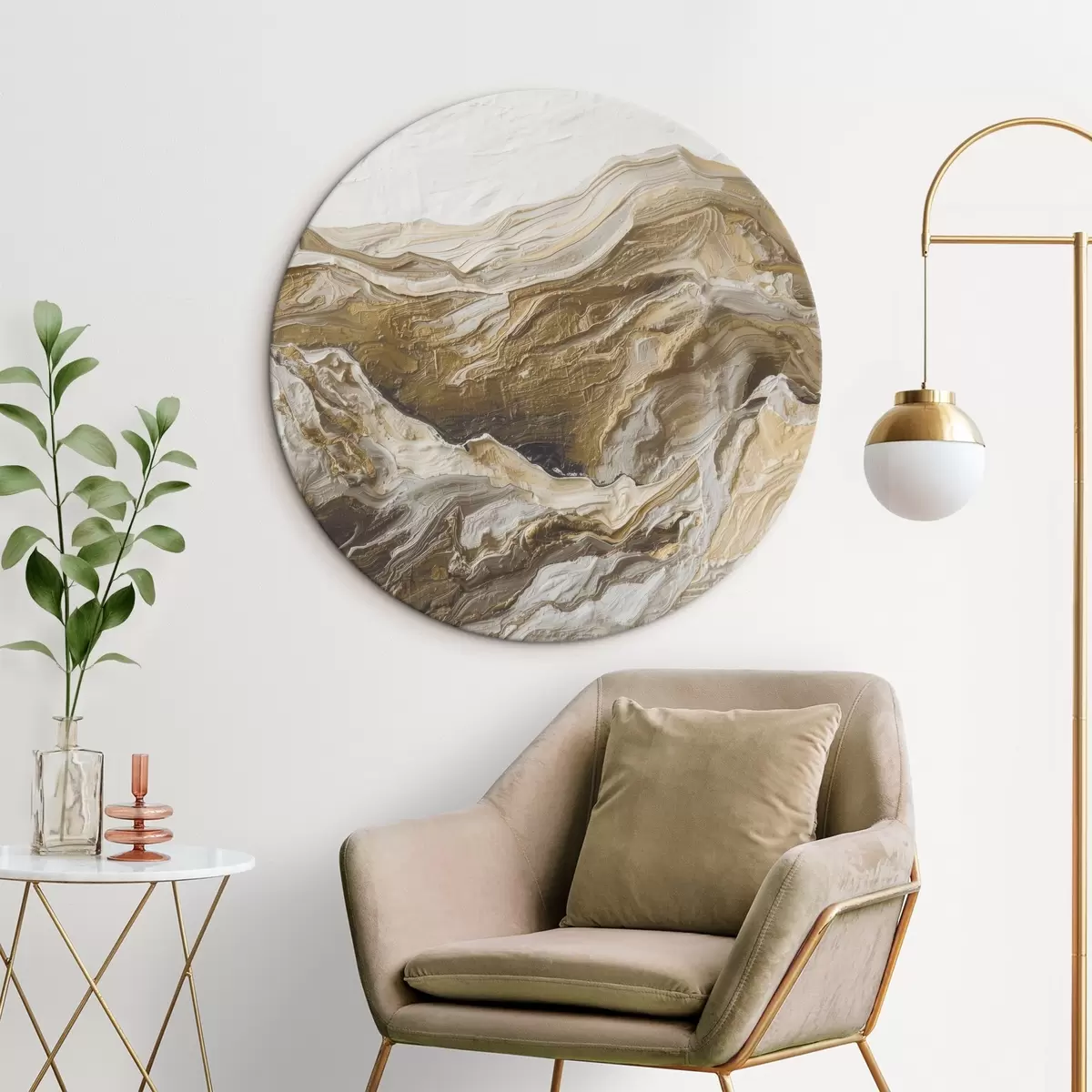 Ronde schilderijen Abstract berglandschap r45750