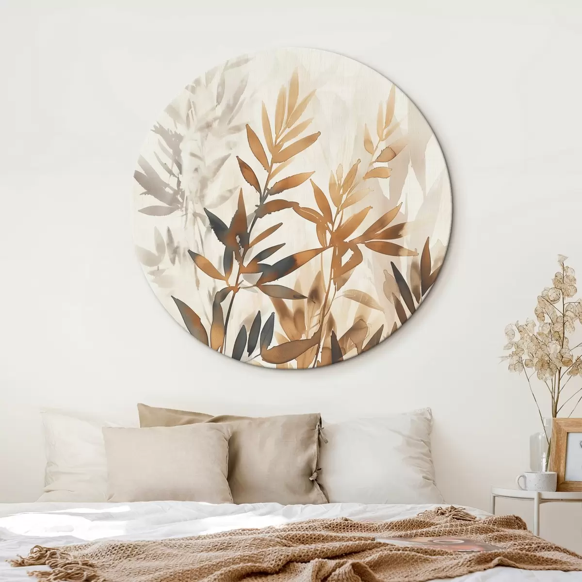 Ronde schilderijen Delicate takken met bladeren r45752