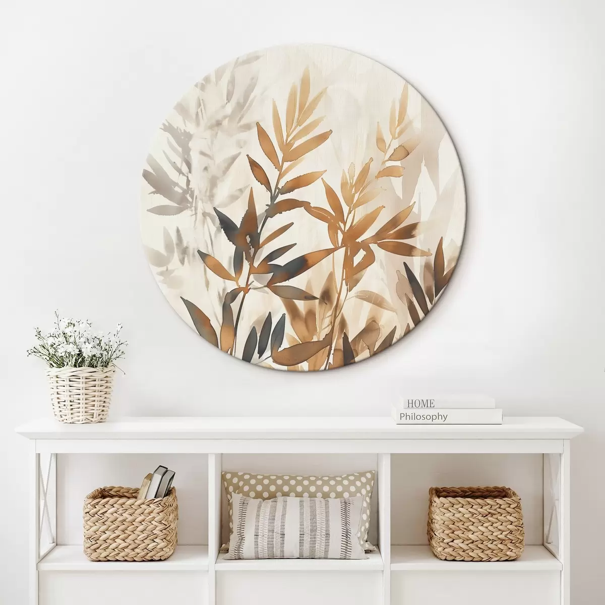 Ronde schilderijen Delicate takken met bladeren r45752
