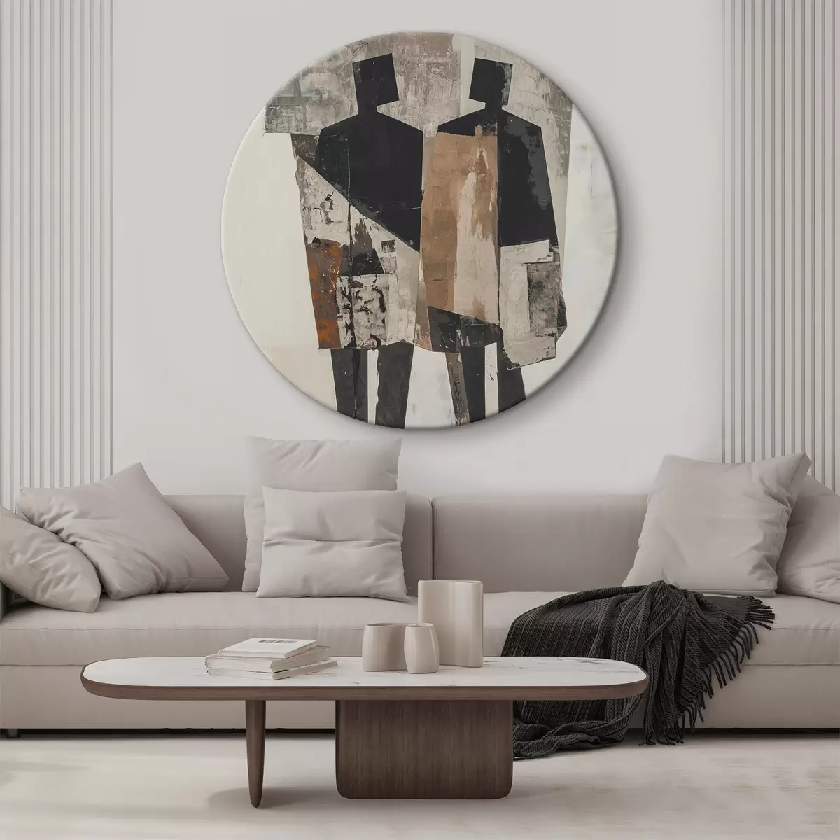 Ronde schilderijen Moderne abstractie met silhouetten r45755