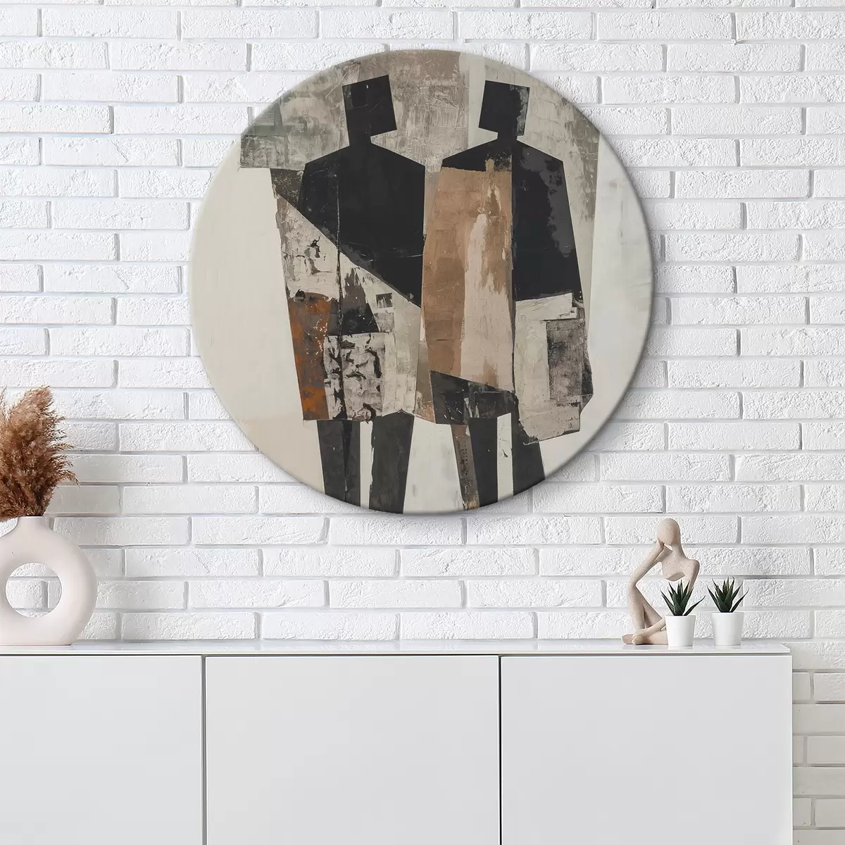 Ronde schilderijen Moderne abstractie met silhouetten r45755