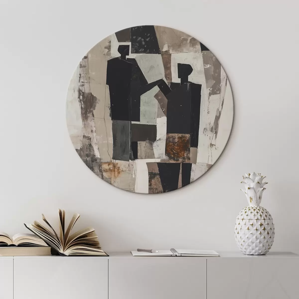 Ronde schilderijen Abstracte figuren van een koppel r45776