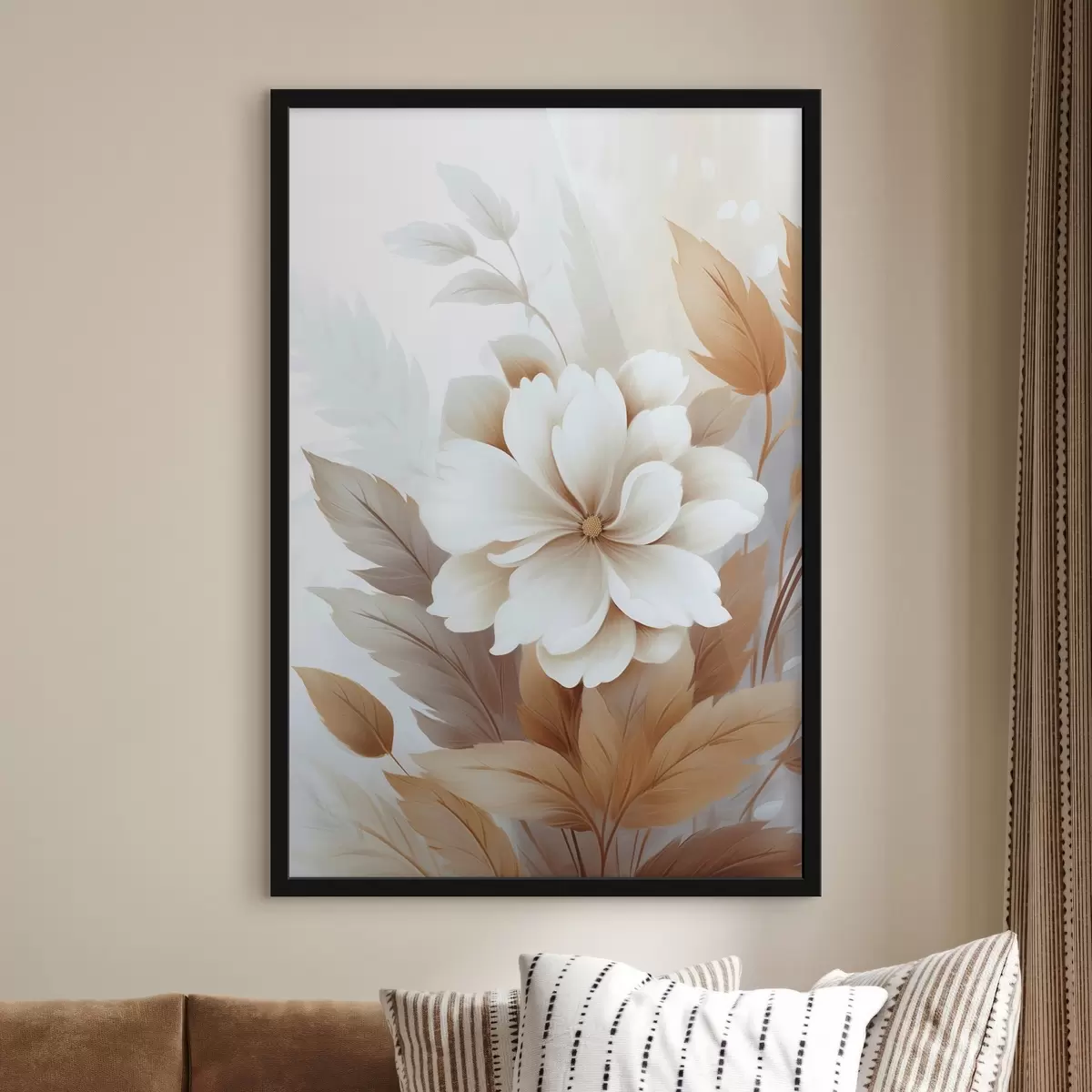 Poster Een bloem met bladeren f45744
