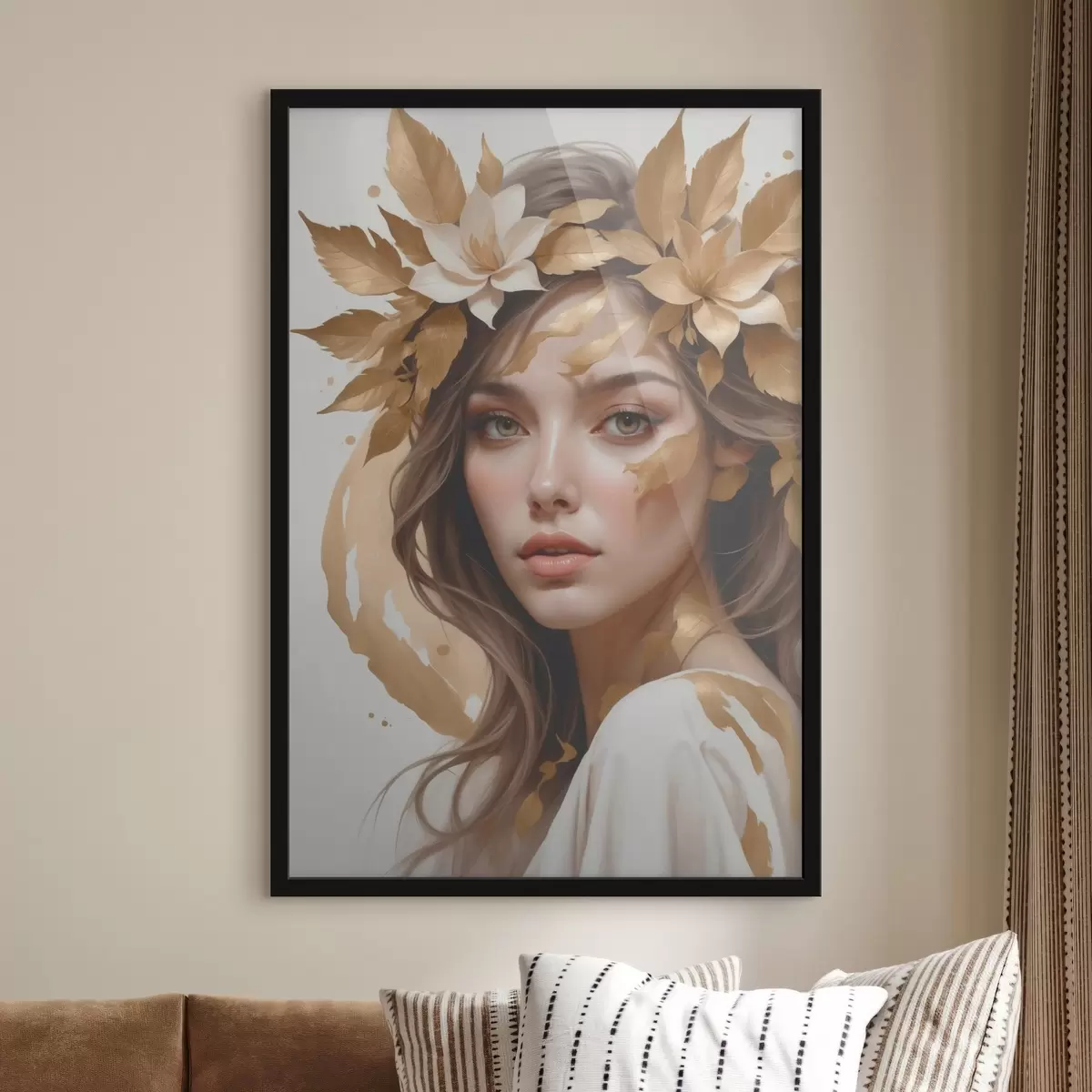 Poster Een vrouw met bladeren in haar haar f45748