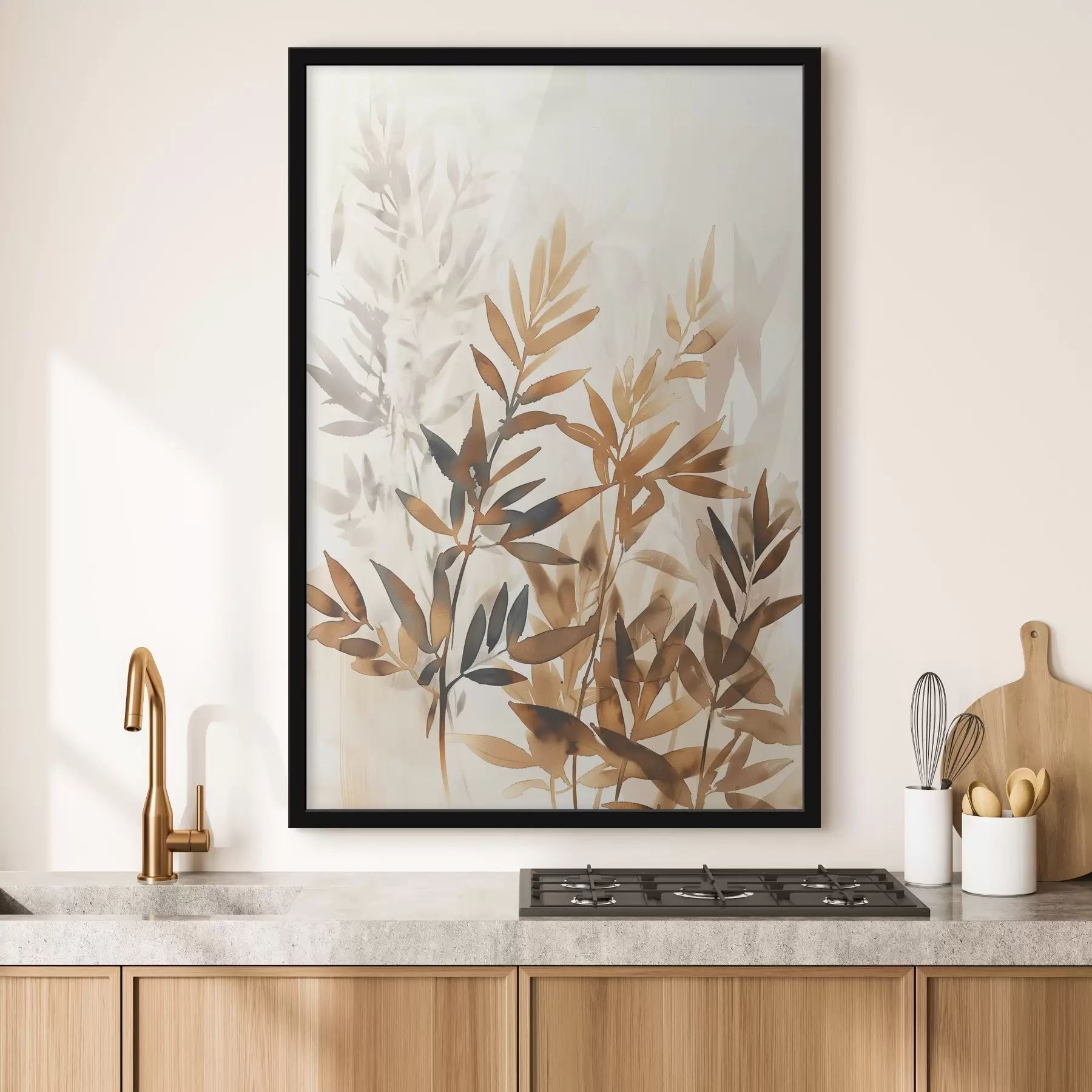 Fotobehang Delicate takken met bladeren f45752