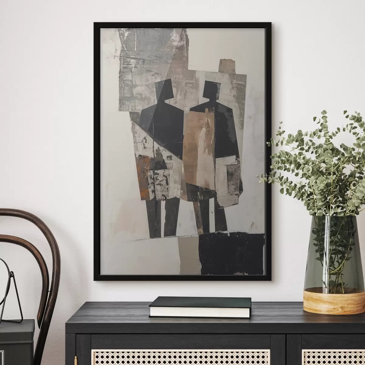 Poster Moderne abstractie met silhouetten f45755