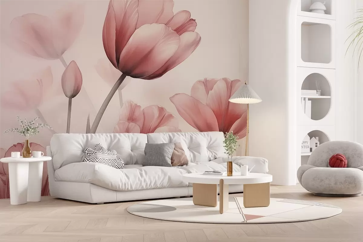 Fotobehang Tulpen met een verbrand effect en textuur w04519