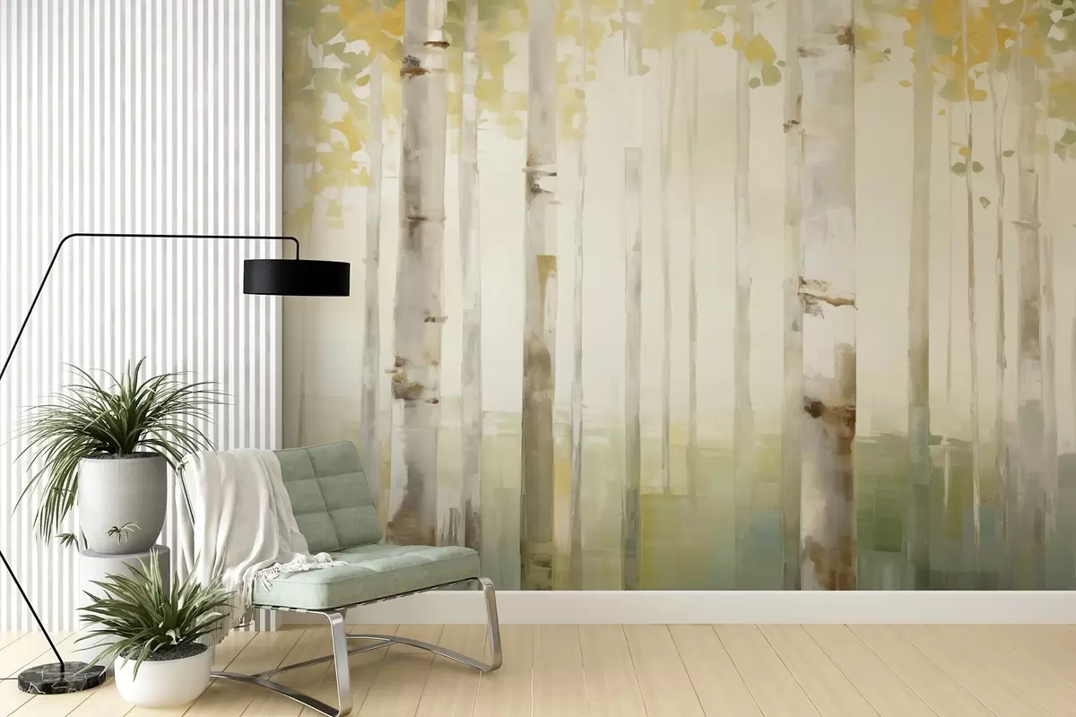 Fotobehang Berken bos w04520