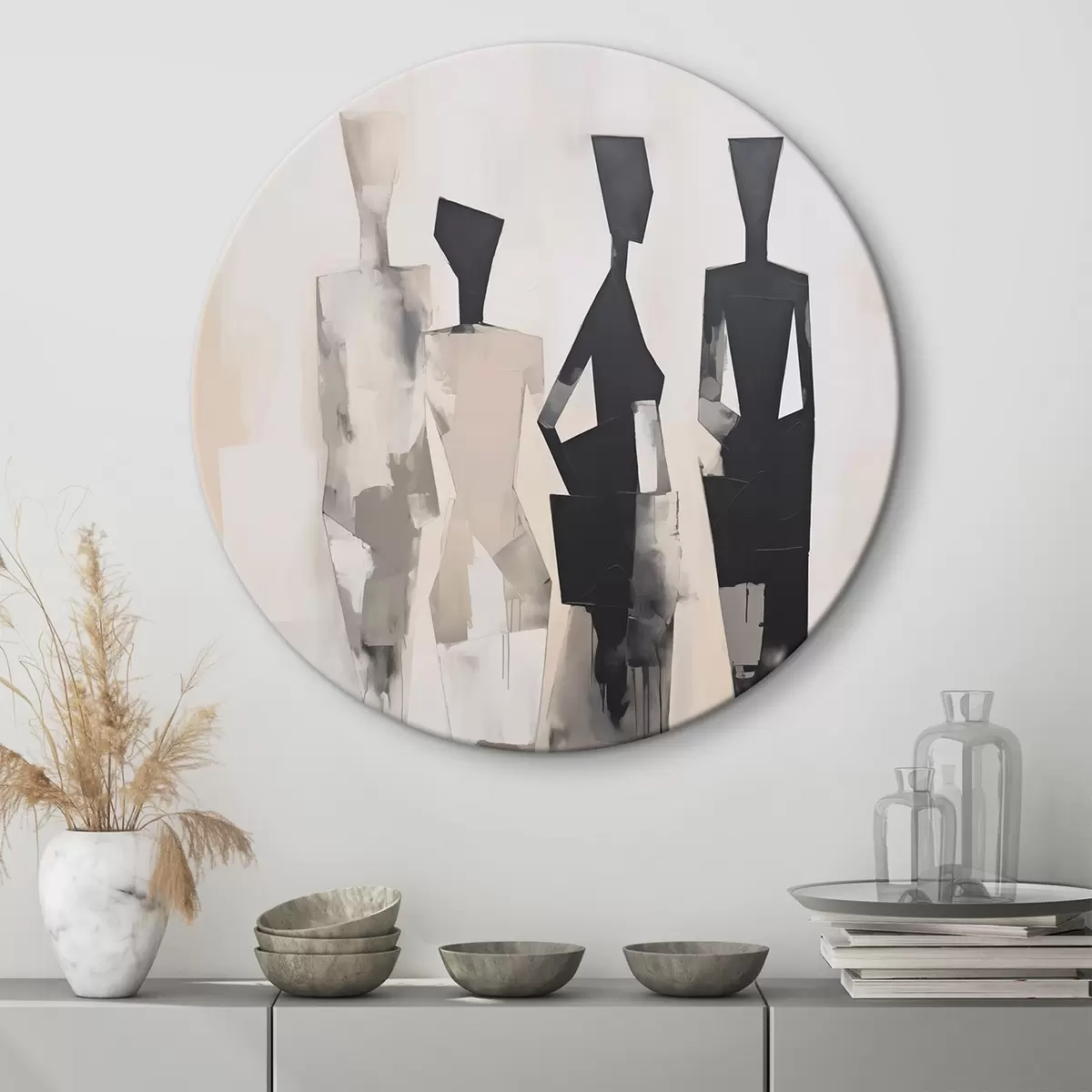 Ronde schilderijen Abstracte silhouetten van mensen r45758