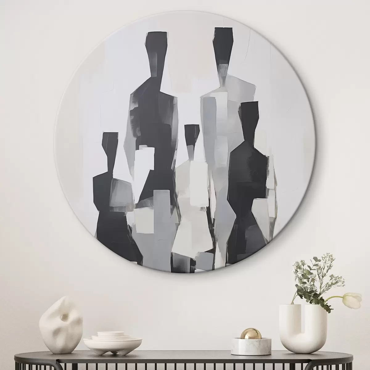Ronde schilderijen Abstracte silhouetten r45759