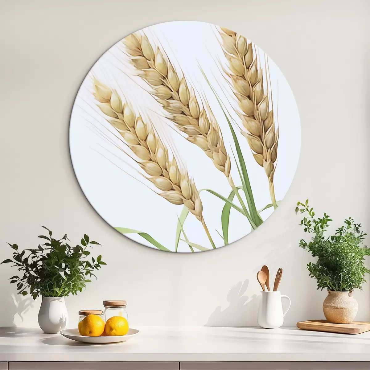 Ronde schilderijen Korenaren r45768