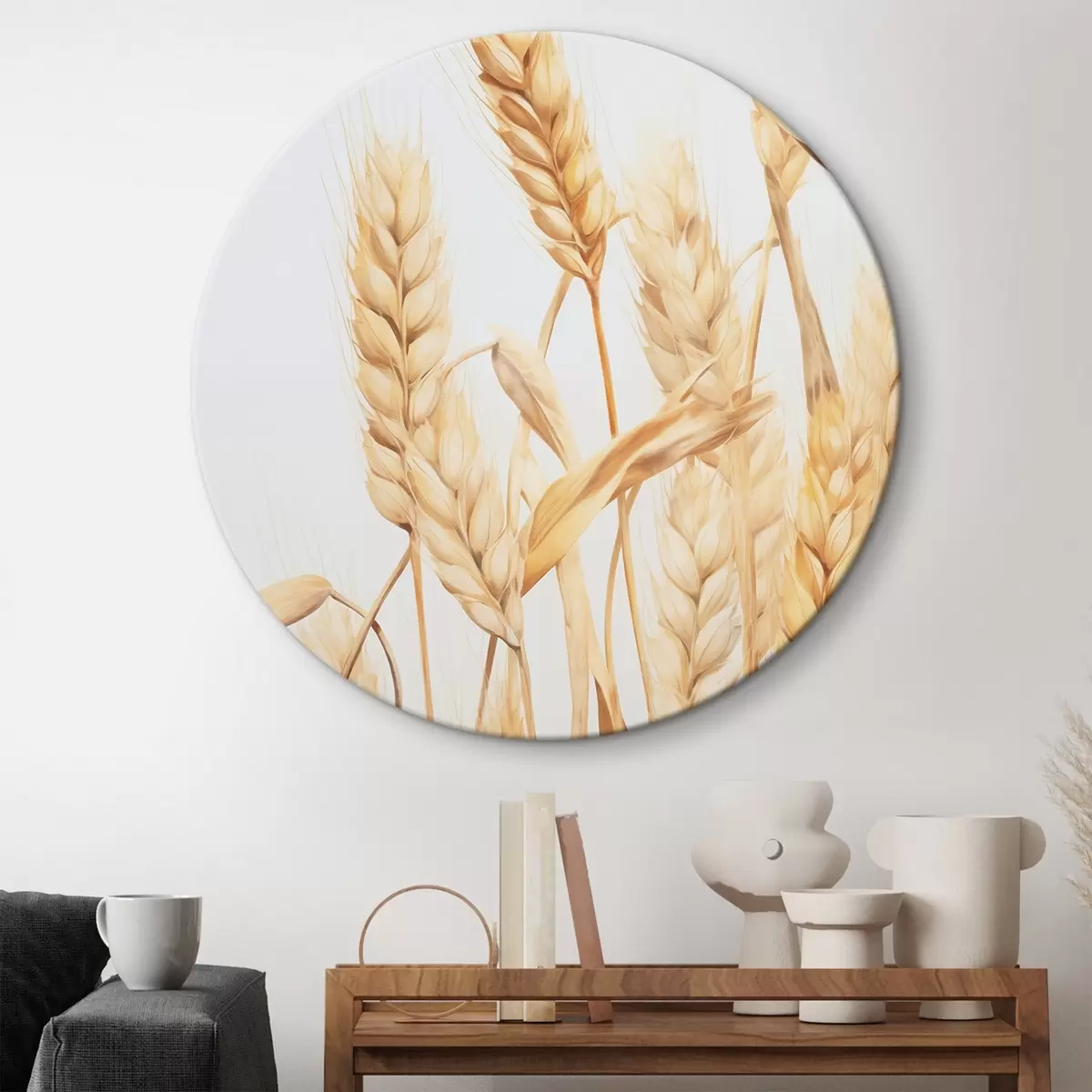 Ronde schilderijen Tarweoren imitatie aquarel r45769