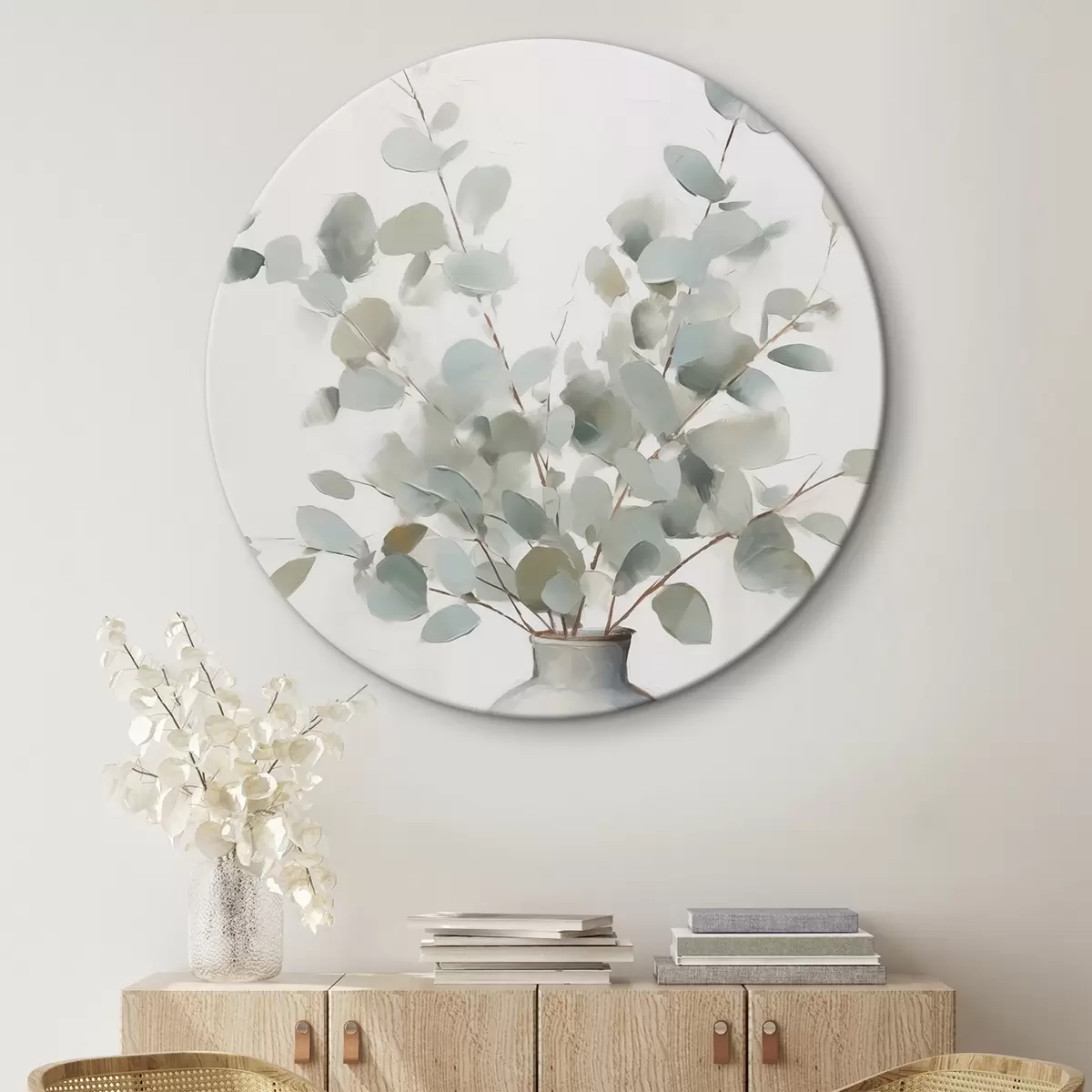 Ronde schilderijen Eucalyptustakken r45771