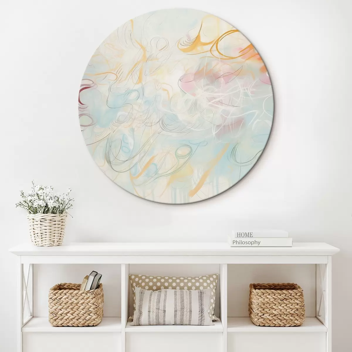 Ronde schilderijen Abstractie met krabbels r45772