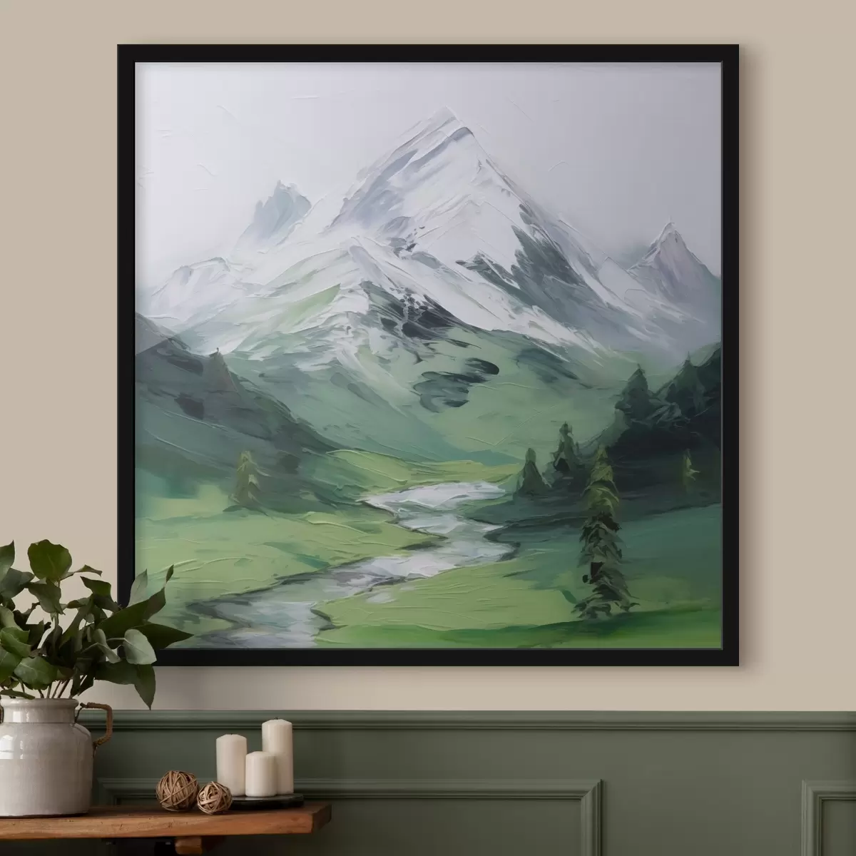 Poster Schilderij dat een bergvallei nabootst f45775