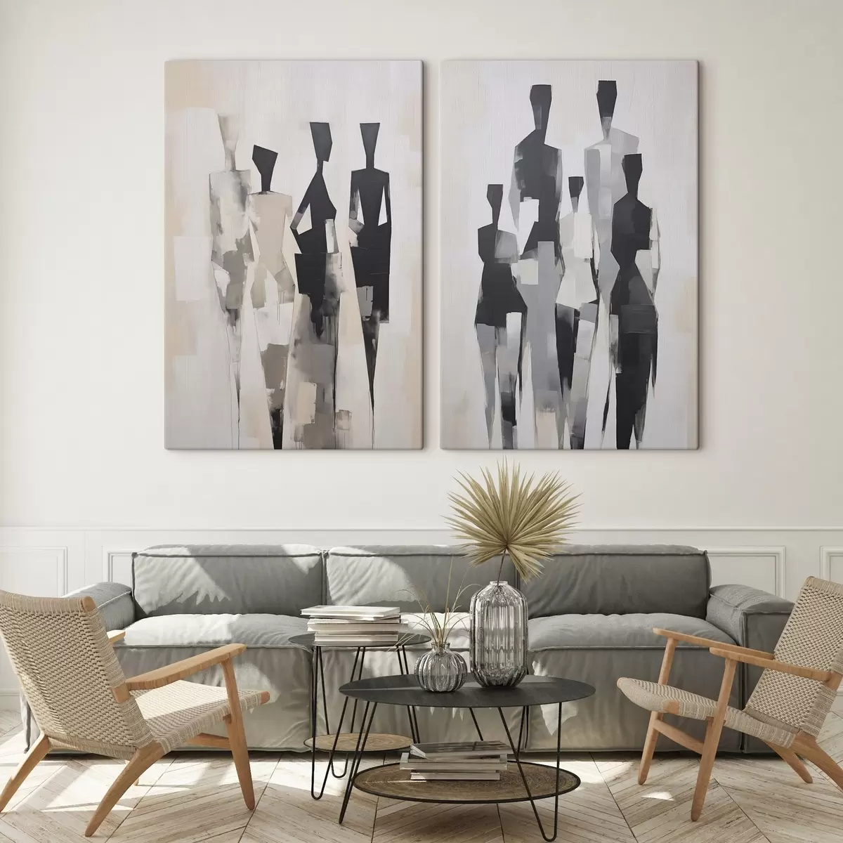  Schilderijen Abstracte silhouetten van mensen m00722