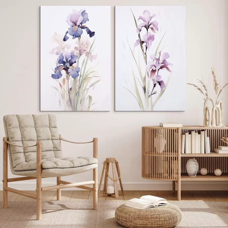  Schilderijen Irissen imitatie van aquarel m00724