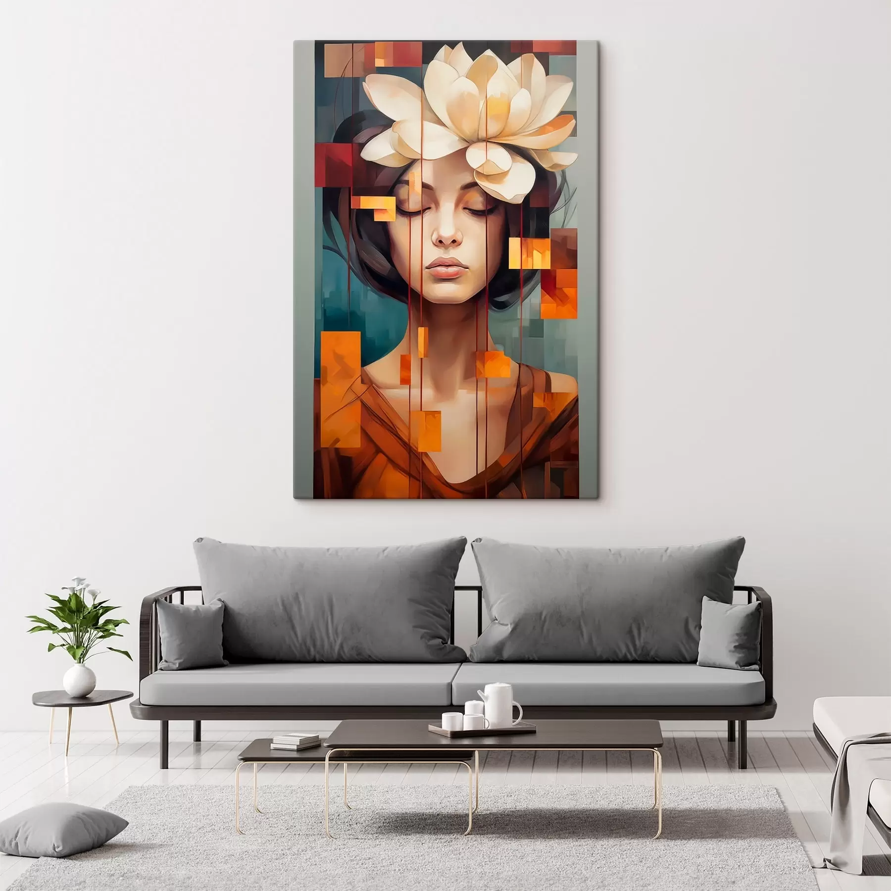  Schilderijen Vrouw met een bloem s45796