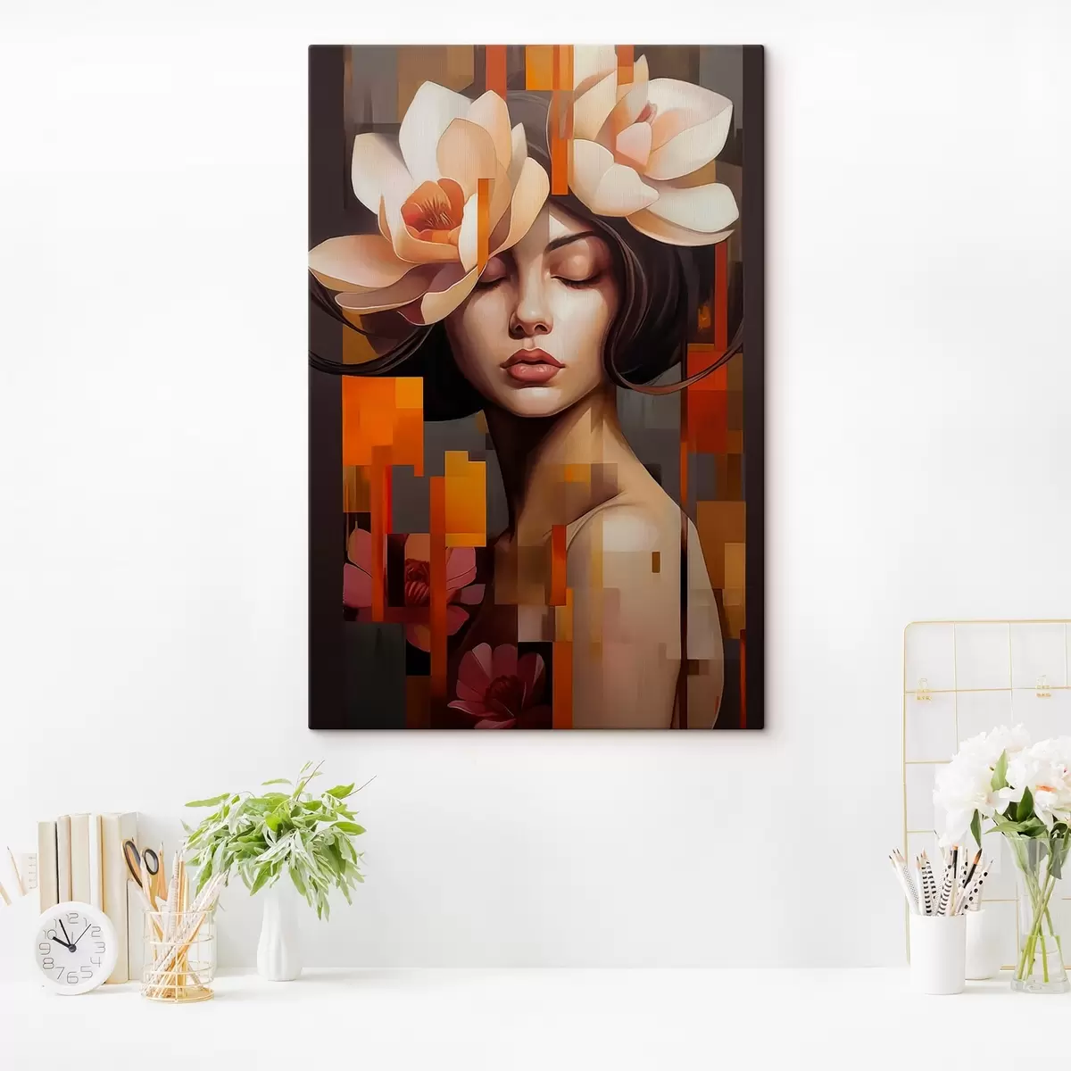  Schilderijen Vrouw met een bloem s45797