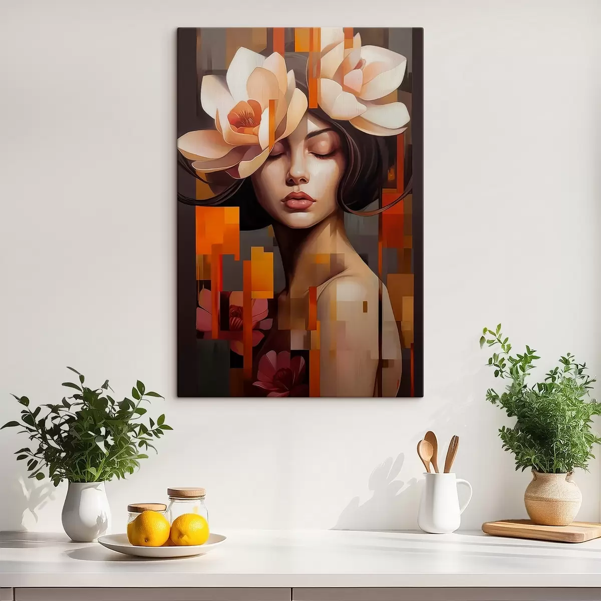 Schilderijen Vrouw met een bloem s45797