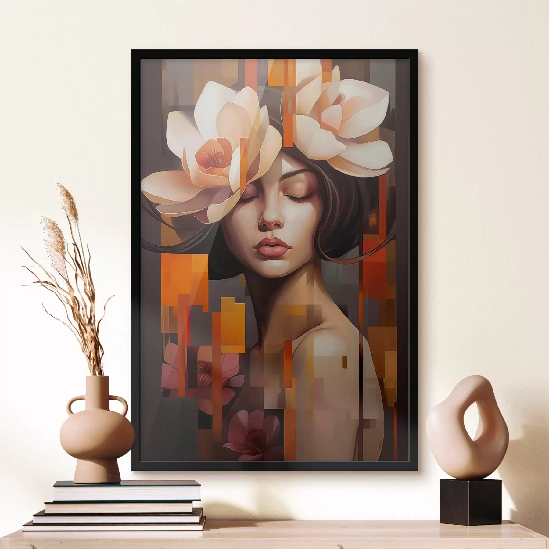 Fotobehang Vrouw met een bloem f45797