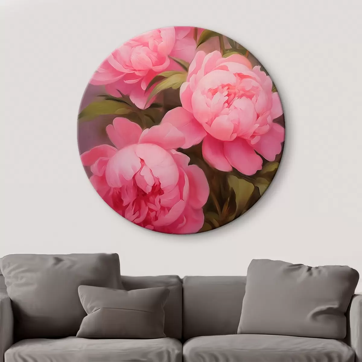 Ronde schilderijen Roze pioenrozen r45783