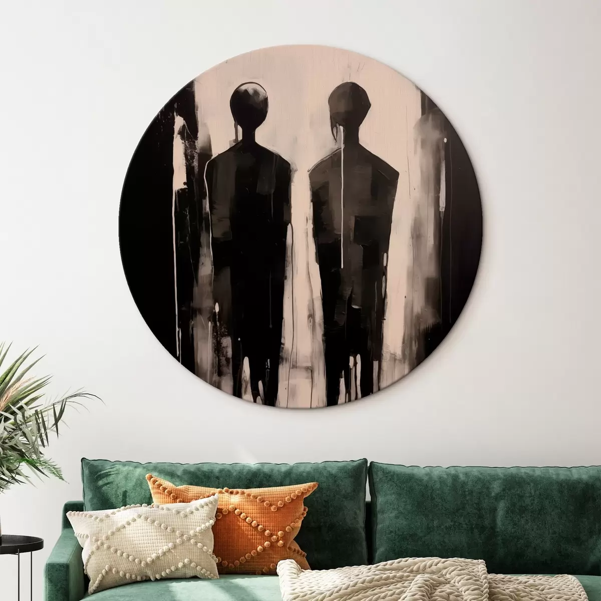 Ronde schilderijen Twee silhouetten r45789