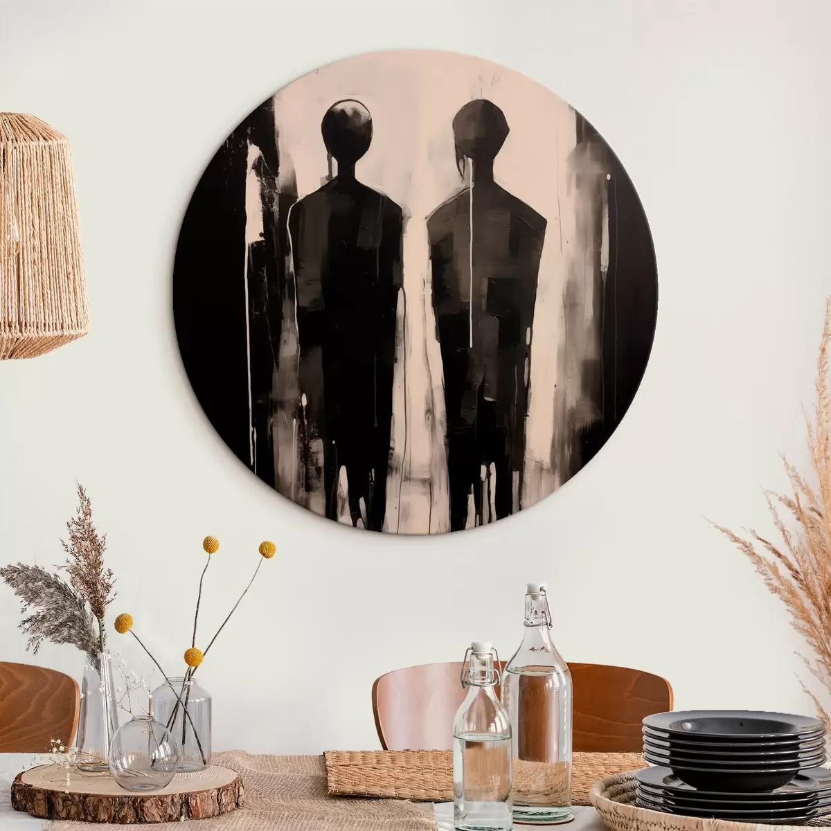 Ronde schilderijen Twee silhouetten r45789