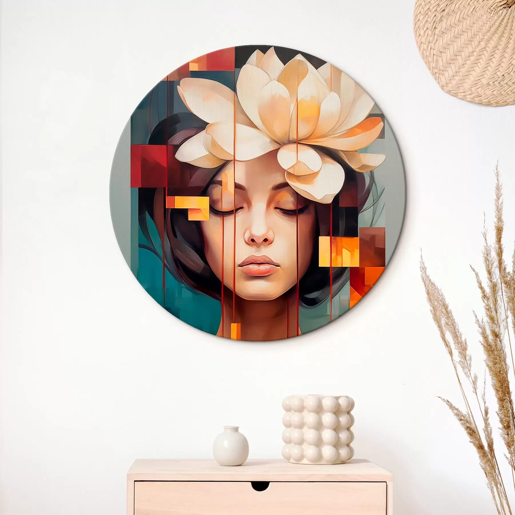  Schilderijen Vrouw met een bloem r45796