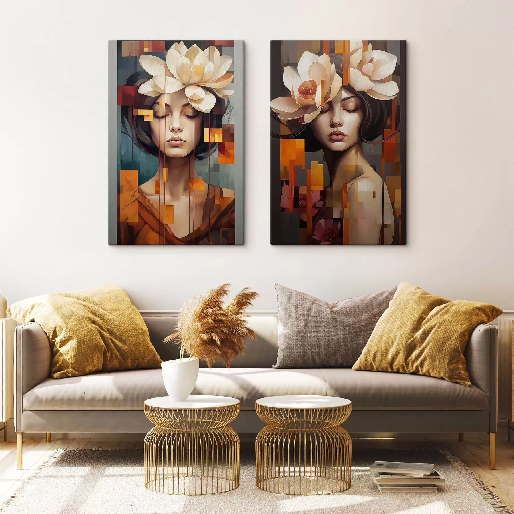  Schilderijen Vrouw met bloemen m00734
