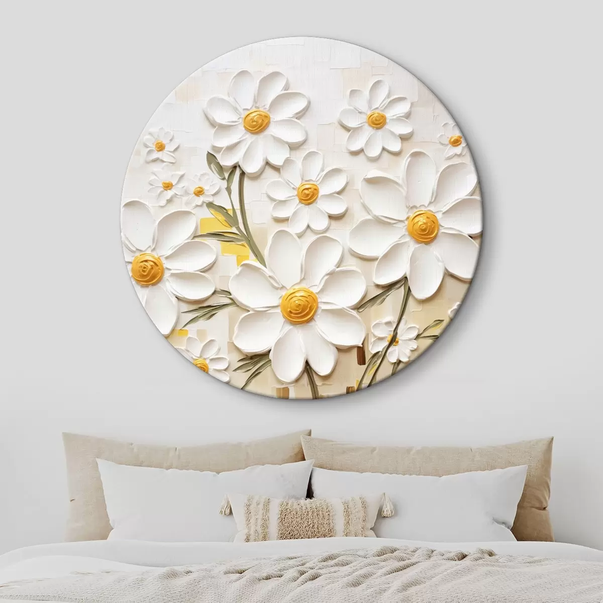 Ronde schilderijen Bloemcompositie in volumetrische stijl met accenten r45267