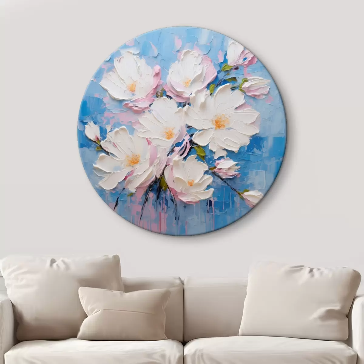 Ronde schilderijen Volumineuze bloemen: compositie in de stijl van olieverfschilderijen r45537