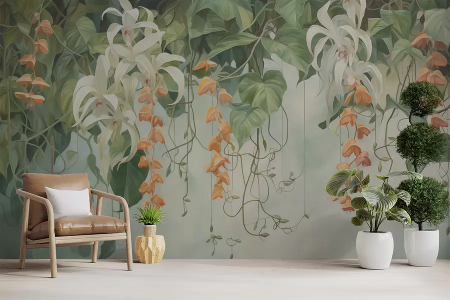 Fotobehang Bladeren en bloemen w04532