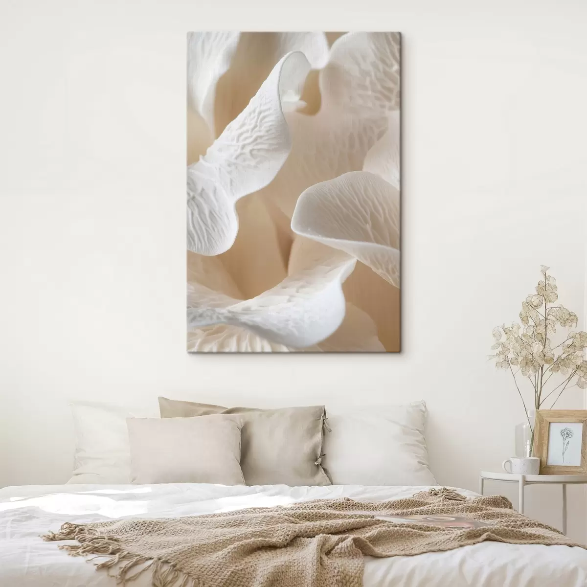  Schilderijen bloemblaadjes met nerven in beige tinten s45703