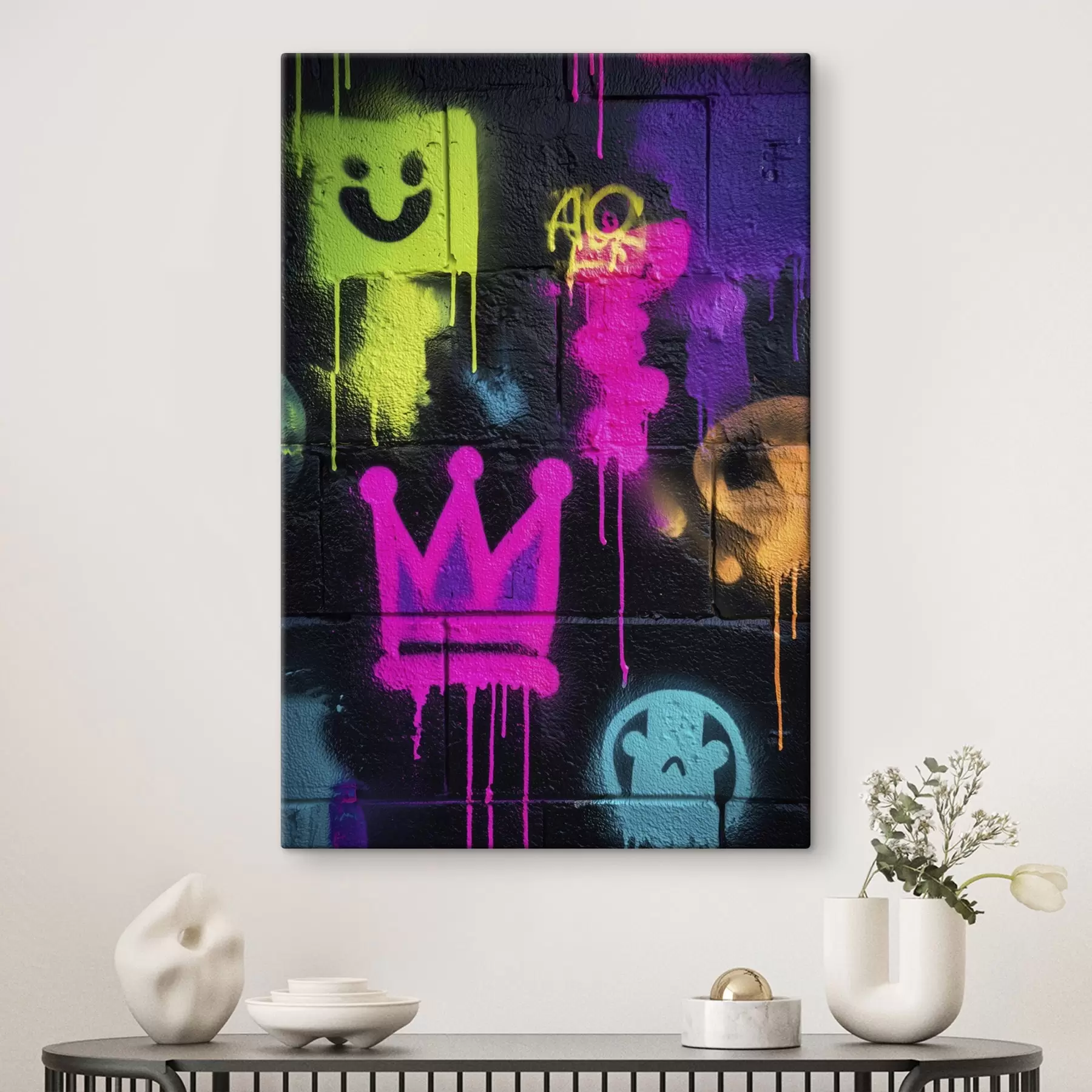  Schilderijen heldere straatkunst op een donkere achtergrond s45717