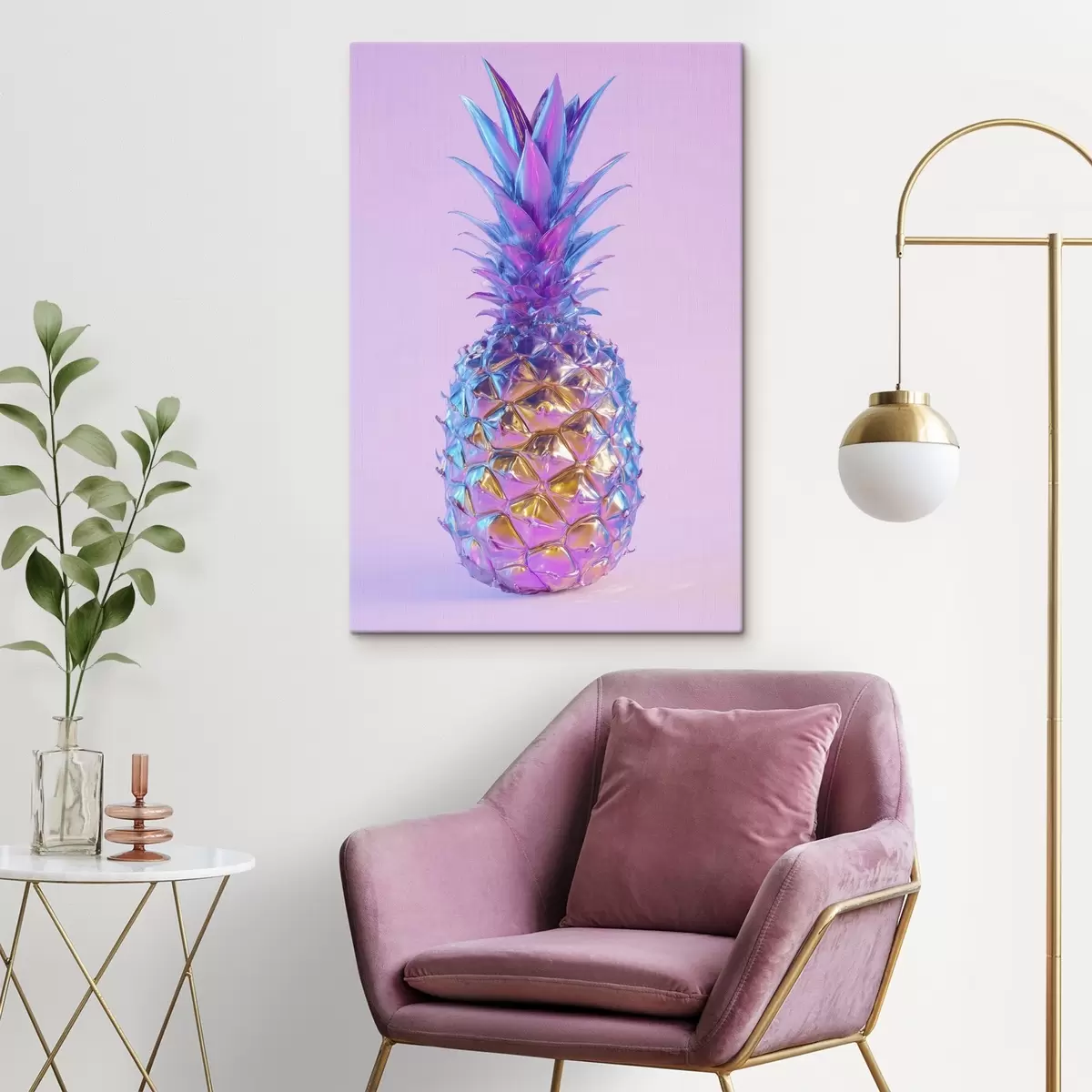  Schilderijen heldere glanzende ananas in popartstijl s45727