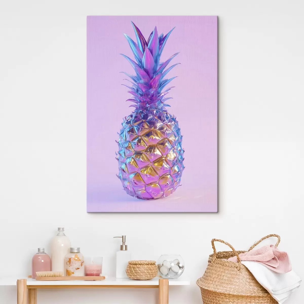  Schilderijen heldere glanzende ananas in popartstijl s45727