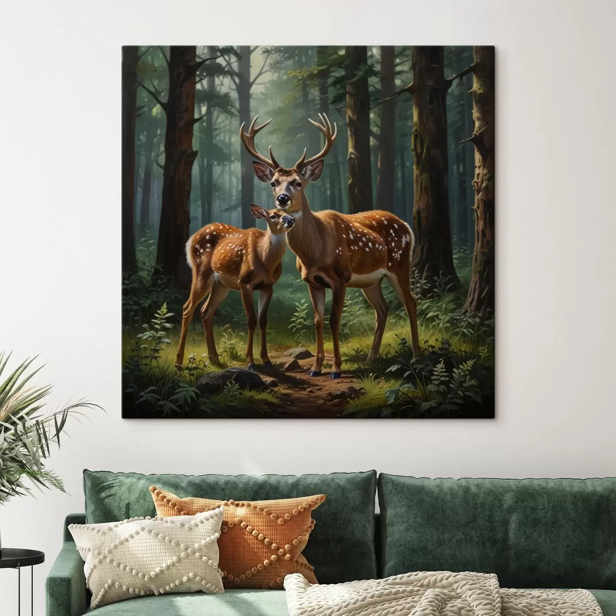  Schilderijen hert met kalf in het bos s45732