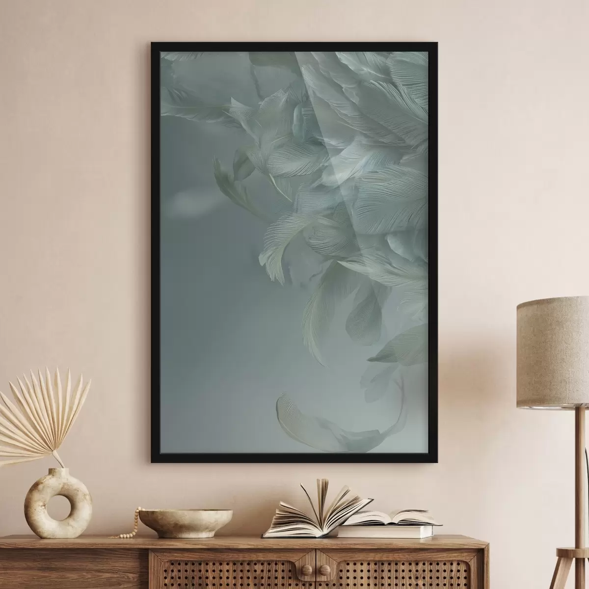 Poster veren in maritieme kleuren f45708