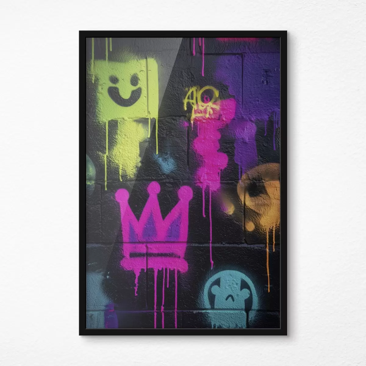 Poster heldere straatkunst op een donkere achtergrond f45717