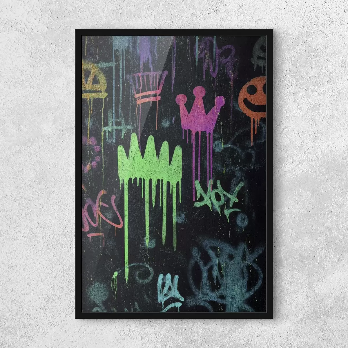 Poster heldere straatkunst op een donkere achtergrond f45718