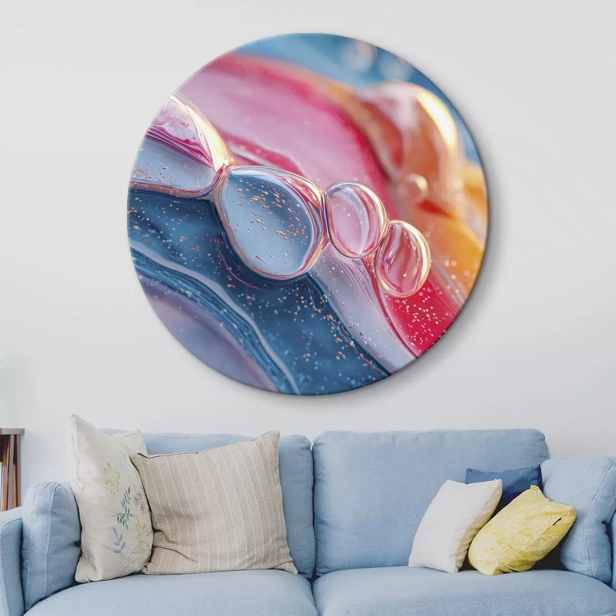 Ronde schilderijen veelkleurige golven met bubbels r45705