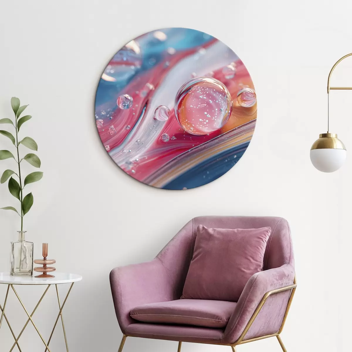 Ronde schilderijen veelkleurige golven met bubbels r45706