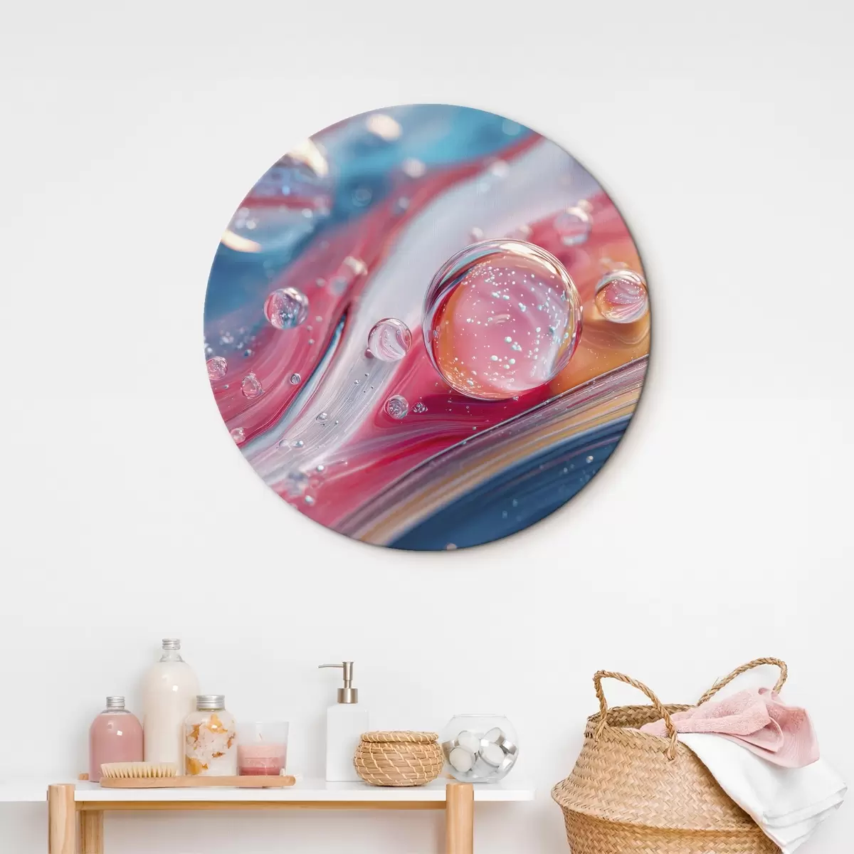 Ronde schilderijen veelkleurige golven met bubbels r45706