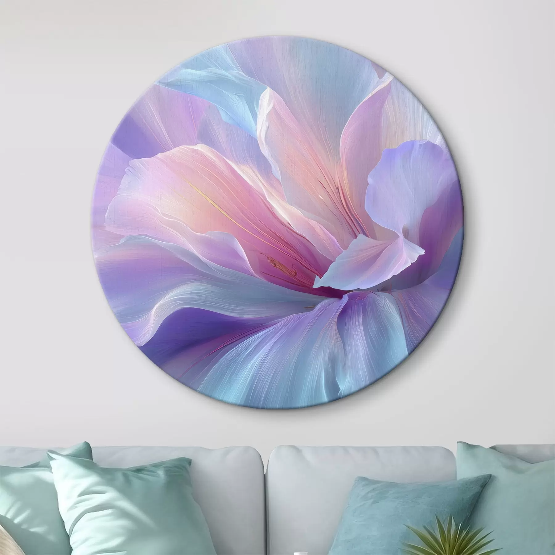  Schilderijen een delicate fantasiebloem met bloemblaadjes in tinten paars, blauw en roze. r45710
