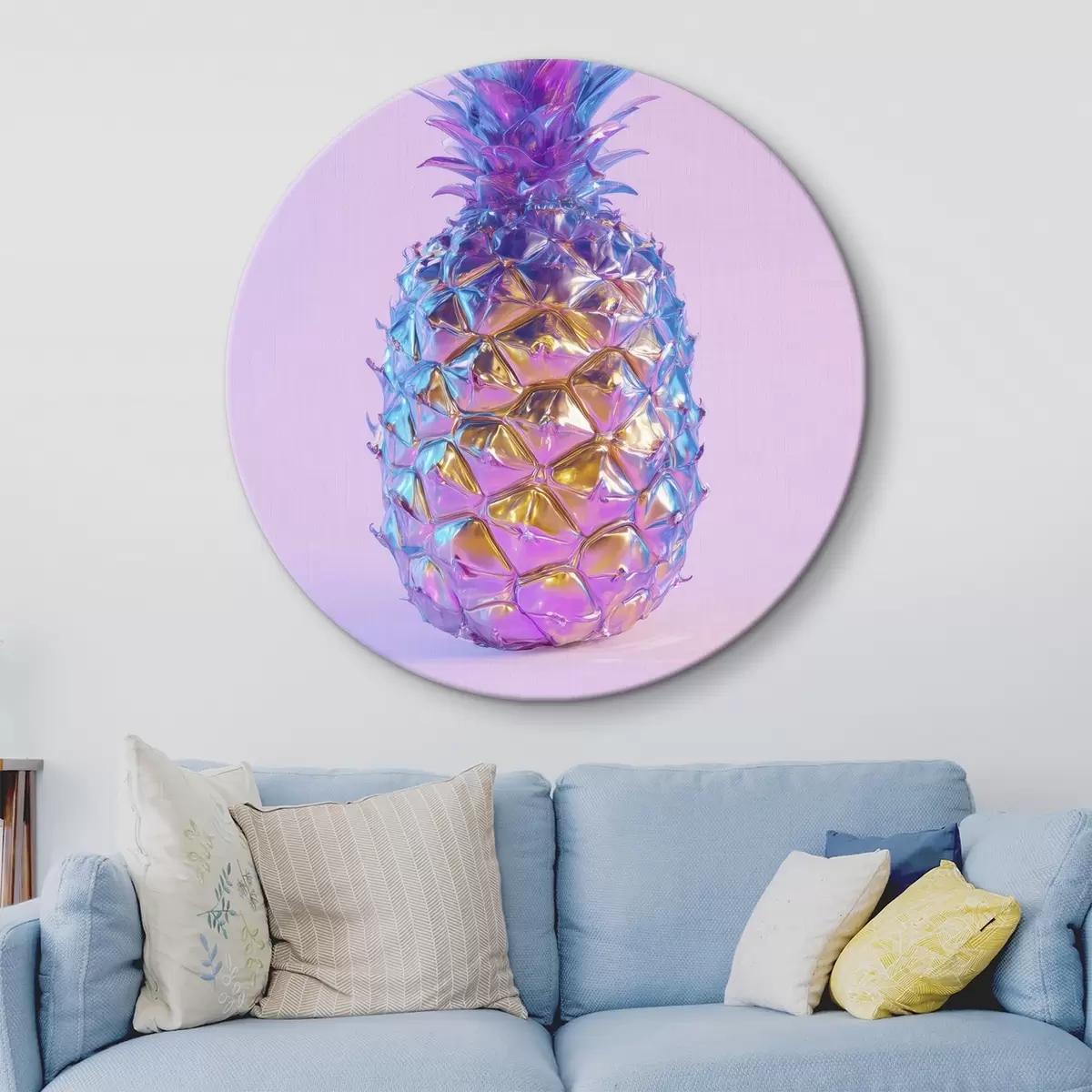 Ronde schilderijen heldere glanzende ananas in popartstijl r45727