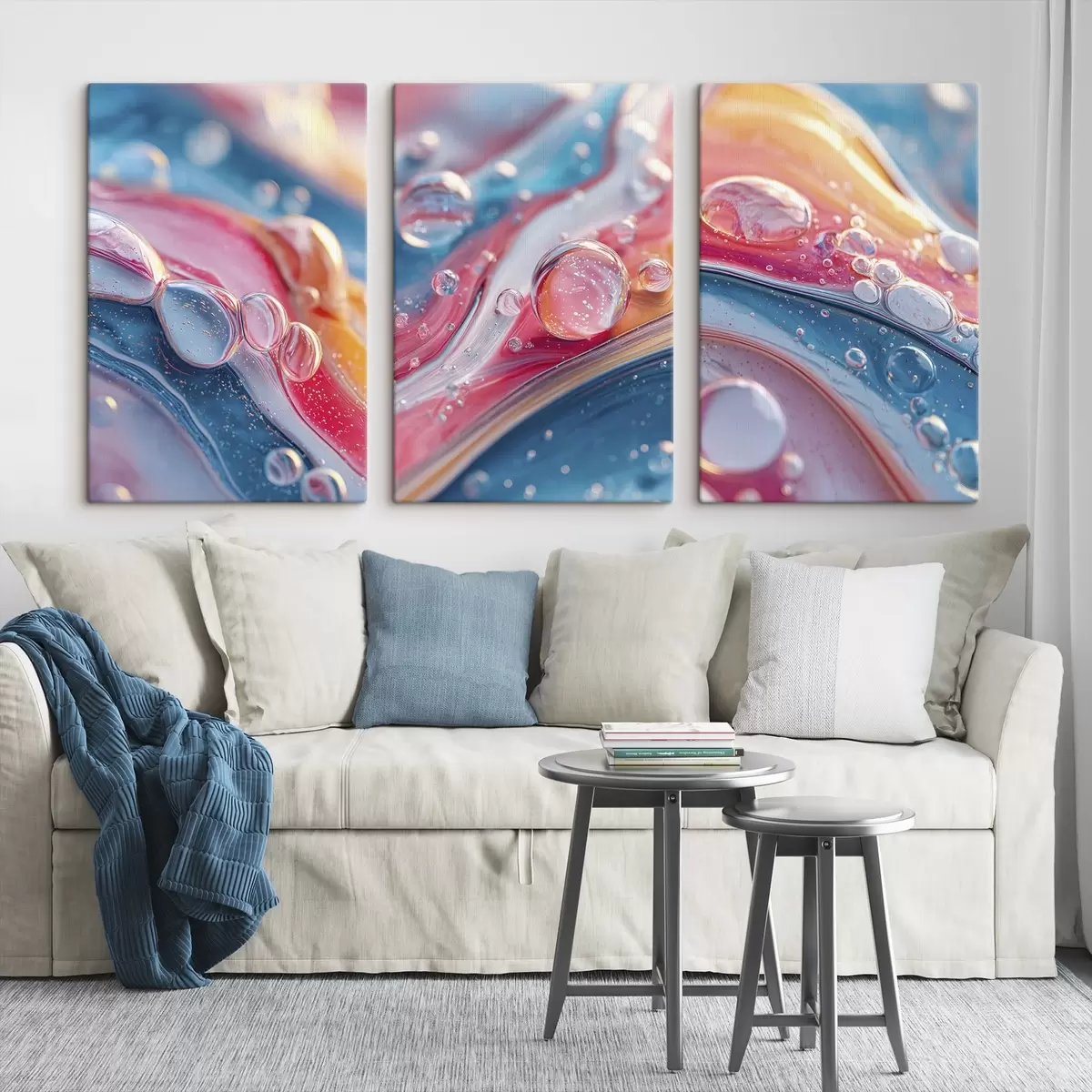  Schilderijen veelkleurige golven met bubbels m00698